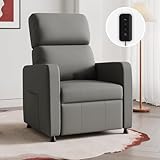 JUMMICO Relaxsessel Fernsehsessel Liegesessel mit Liegefunktion Elektrisch Verstellbarer Einzelliegesessel aus Kunstleder für Wohnzimmer Schlafzimmer Heimkino (Graugrün)