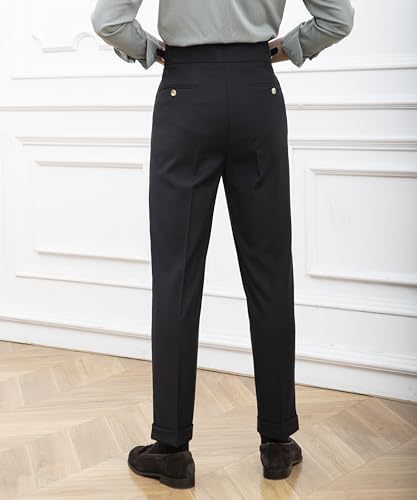 Men's Classic Gurkha Naples Italian Old Money Style Pants No Belt Required High Waist Dress Pants3