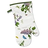 Pimpernel Botanic Garden 14.5' Gauntlet Oven Glove | Floral Motif | Cotton Textile Blend | Machine Washable | Ideal for Cooking, Grilling, and Baking