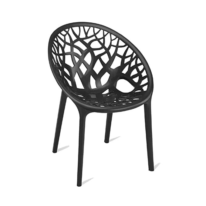 Image of SkyGlamour Crystal Plastic Chair | Chairs for Home, Living Room, Garden, Balcony, Patio Durable Indoor & Outdoor|Plastic Chairs Set of 4; Colour: Iron Black