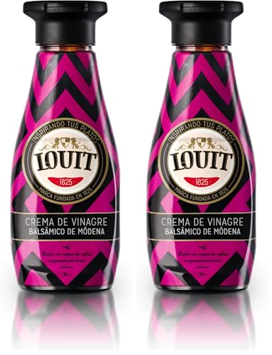 Louit - Crema de Vinagre Balsámico de Módena, Apto para Todo Tipo de Platos - Botella de 275 ml (Paquete de 2)