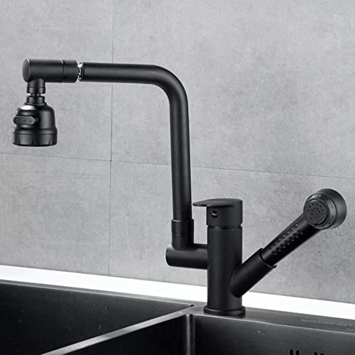 Robinet de cuisine haut de gamme en laiton noir mat avec mitigeur