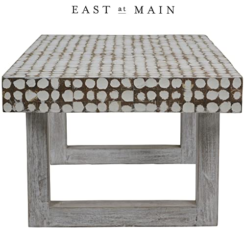East at Main White Coffee Table – Handmade Accent Table with Coconut Shell Inlay, 40" Rectangular Wood Table for Living Room, Coastal Farmhouse or Boho Decor - Image 8