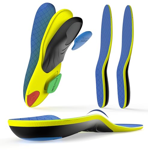 Work Boot Insoles for All Day - Welnove Arch Support Inserts for Men & Women, Shoe Inserts for Plantar Fasciitis Relief, Orthotic Shoe Inserts for Flat Feet & Heel Pain-L