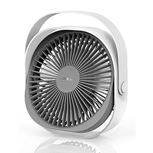 Lahuko Ventilateur USB, 220mm Ventilateur de Table, Ventilateur Rechargeable Silencieux Portable 360 ° Réglable 3 Modes Ventilateur de Bureaux avec Poignée pour Bureau Chambre Voyage