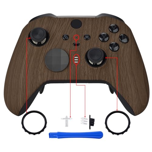 image for eXtremeRate Wood Grain Patterned Faceplate Cover, Soft Touch Front Hou