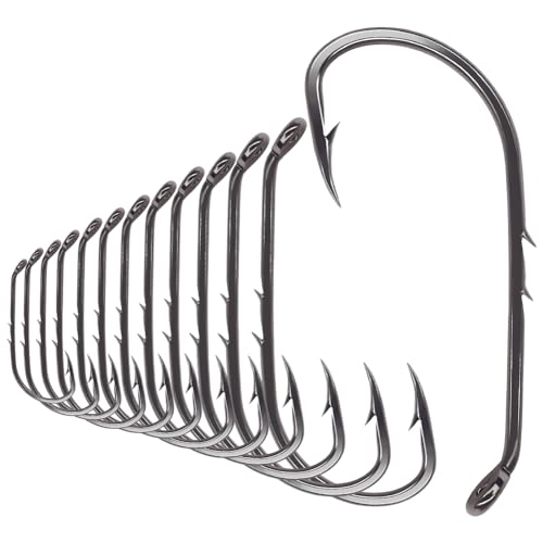 Baitholder Fishing Hooks 100 Pack - Double-Barbed Long Shank for Bluegill Bass Trout Walleye Black/Red 8/0-#8 (2-Black Size:6 100-Pack)