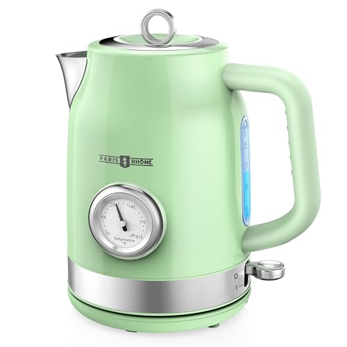 Image of Hot Tea Kettle Water Boiler with Thermometer, 1500W Fast Heating Stainless Steel Tea Pot, Cordless with LED Indicator, Auto Shut-Off & Boil Dry Protection