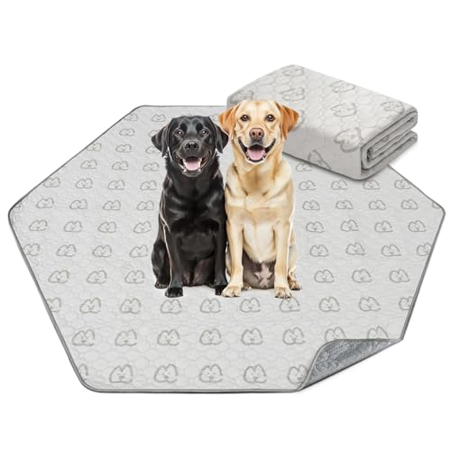 Image of FXW Washable Pee Pads for Dogs, Leak-Proof & Non-Slip, Specifically Designed for FXW Rollick /Homeplus 32 /40 /45inch 6 Panels Dog Playpen, 35 inch Hexagon, Khaki, 1 Pack