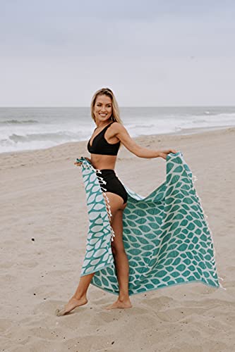 Infusezen Luxury Peshtemal - Prewashed For Soft Feel - 100% Cotton - Quick Dry Turkish Bath Towel – Thin Lightweight Turkish Beach Towel – Absorbent Hammam Turkish Towel – Large 66” X 36” (Sea Green) #TOP1