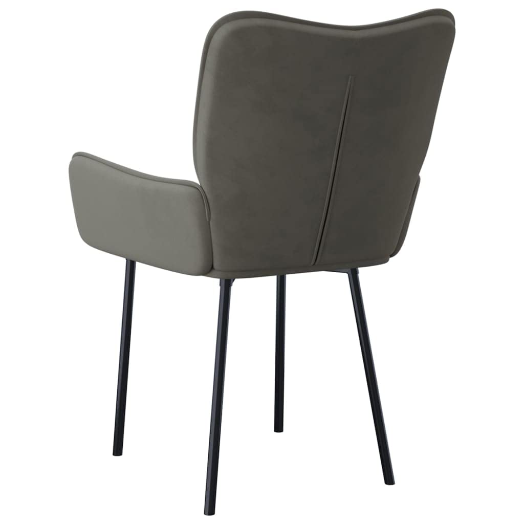 Krzesła do jadalni, 2 szt., ciemnoszare, aksamitne, tapicerowane, z podłokietnikami, ergonomiczny, metalowy stelaż, 55 x 58,5 x 81,5 cm, do kuchni, salonu, jadalni, nowoczesne wzornictwo