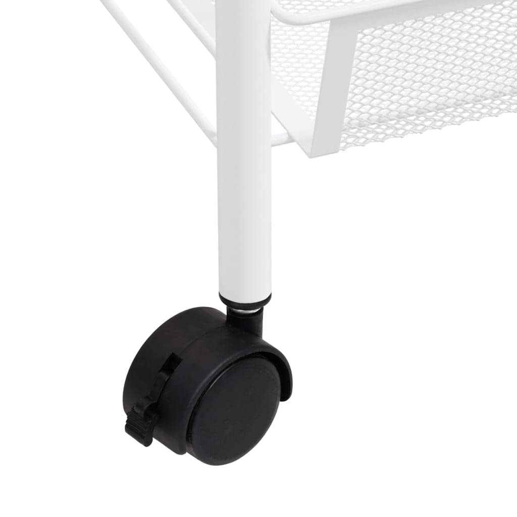 Carrito de cocina blanco con 5 niveles de hierro 46 x 26 x 105 cm, carrito de servicio con ruedas, carrito auxiliar para cocina, baño, oficina, organizador de espacio para isla de cocina y