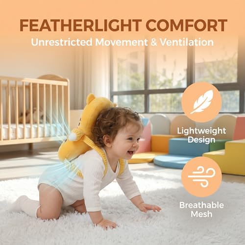 Image of Baby Head Protector Backpack - Soft & Lightweight Head Protection Pillow for Bebe Walking and Crawling(Tiger)
