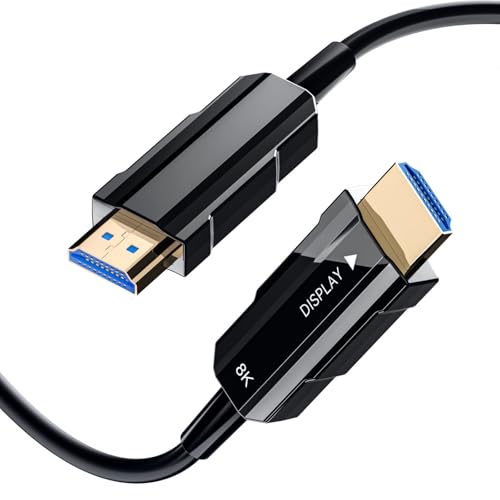 Image of 8K HDMI 2.1 Cable 66ft, Long Fiber Optic HDMI Cable, Ultra High Speed Thin HDMI Cord, 48Gbps, 8K@60Hz 4K@120Hz, Dynamic HDR, Dolby, HDCP 2.2&2.3, 3D, for HDTV Monitor Game Laptop Home Theatre