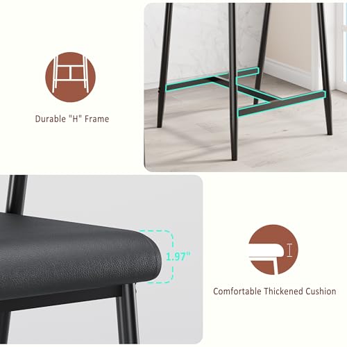 Image of GarveeHome Bar Stools Set of 6 with Arms, 26 inch Modern 6pcs Counter Height Metal Barstools Set with Wood Back & Footrest, Wider Seat, Sturdy Frame, for Counter Bar, Kitchen Island, Retro Brown