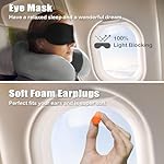 Travel Pillow, Memory Foam Neck Pillow for Traveling, U Shape Neck Pillow Airplane Portable Flight Pillow Travel Kit with 3D Contoured Eye Masks and Earplug for Plane Train Car Home Office - Grey - Image 3
