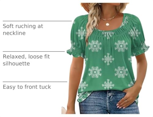 Image of WIHOLL Womens Short Sleeve Square Neck Summer Tops Dressy Casual Blouses Trendy Clothes 2026