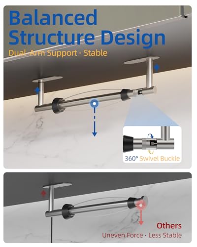 Image of RUACQ Paper Towel Holder Under Cabinet, One Hand Tearing Paper Towel Holder with Damping Effect, Wall Mount & Adhesive Stainless Steel Paper Roll Holder for Kitchen Bathroom (Sliver)