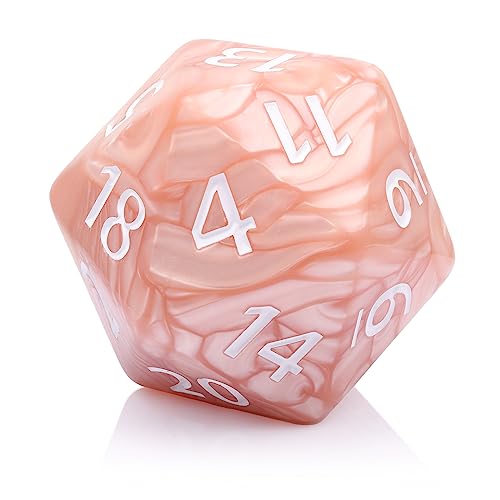 Dados DND de 20 caras, dados poliédricos gigantes D20, dados Titan de 55 mm, dados D20 de color perla grande, juego de dados D&D de 20 caras para Dungeons and Dragons, RPG, juegos de mesa MTG (perla