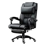 QUSYZD ergonomischer Bürostuhl Computerstuhl Bürostuhl Drehbarer Schreibtischstuhl aus Leder Ergonomischer Ruhesessel mit gepolsterter Fußstütze und Lendenkissen Höhenverstellbar Kann,