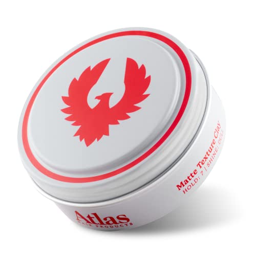 Matte Hair Clay for Men | Atlas Whipped Matte Texture Clay Pomade | Men's Hair Styling Product | Medium Hold Men's Hair Clay | Thickening | Texturizing | Separating | Hair Styling and Grooming Product for Men and Women