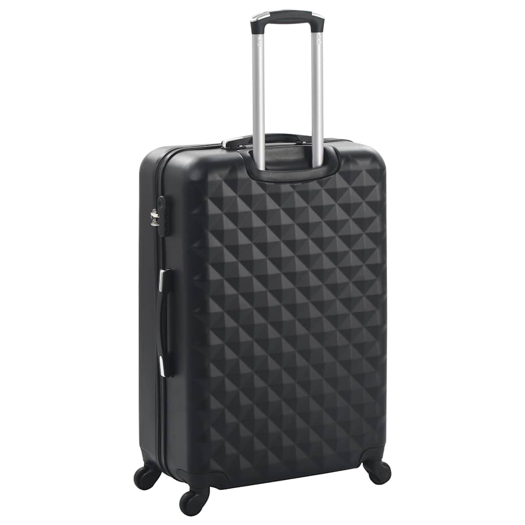 Set di 3 valigie rigide in ABS da viaggio trolley, Nero , L