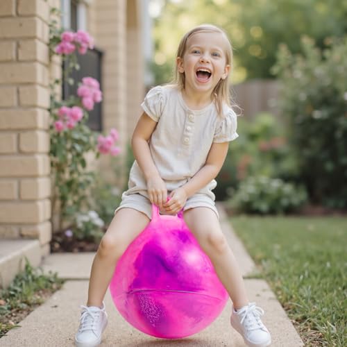 Upper Rider 20 Inch Clouds Hopper Ball for Kids Ages 6-12, Purple Pink Bouncy with Handle, Extra-Large Inflatable Jumping Ball with Pump and Gift Box, Indoor Outdoor Balance Toy for Girls and Boys - Image 3