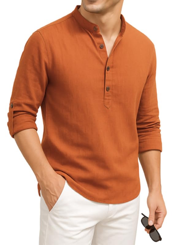 Men's Cotton Blend Solid Regular Fit Full Sleeve Short Kurta | Men's Trendy Short Kurta