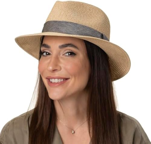 Stetson Lintano Toyo Strohoed Dames/Heren - traveller hoed zonnehoed stro met ripsband voor Lente/Zomer - S (54-55 cm) naturel