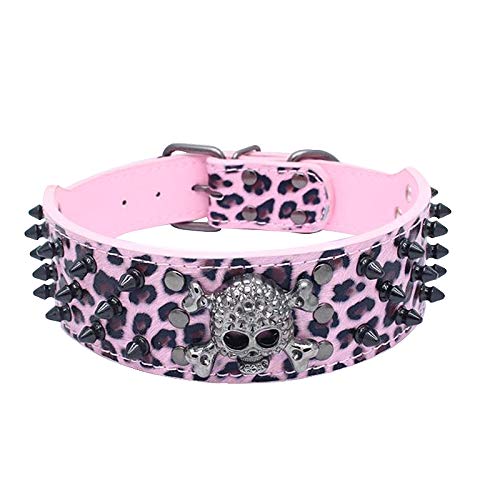 haoyueer Collare per cani affilato con borchie, larghezza 5 cm, elegante, in pelle, per cani di taglia media e grande Pitbull, Labrador, Boxer Rottweiler Pastore Tedesco