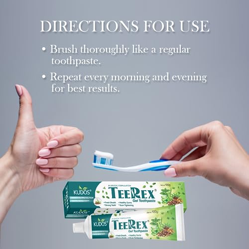 KUDOS AYURVEDA TEERX Toothpaste | Prevents cavities, Bad Breath, tooth decay | Help Fights germ | Anti Bacterial Gum Protection Daily Use Toothpaste | 100gm x 4pc