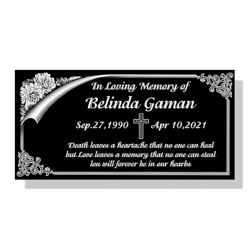 Tombstone Headstone Personalized Grave Decorations for Cemetery Garden - Memorial Stones Plaques for Graves Markers, Text Style