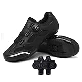 Treer MTB Cycling Shoes Mens Womens Mountain Bikes Cycle Trainers Shoes Compatible SPD, with 4 Holes Cleats, Spin Bike for Indoor Outdoor, 3.5-12 UK (Black,8)