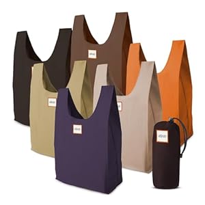 Reusable Shopping Bags, Reusable Bags for Groceries, Versatile Grocery Totes, Reusable Bags W/Drawstring Pack, 22.5” x 12.5”, Set of 6, Rural