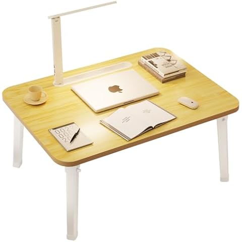 LKBBC Foldable Lap Desks for Laptop with Light, Multi-Functional Laptop Table for Bed Trays, Portable Folding Lap Bed Desk for Adults Kids Writing,Reading,Drawing and Eating, Floor Table Cover