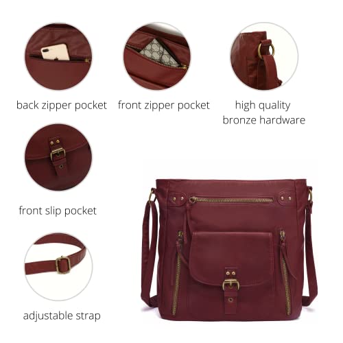 Scarleton Purses For Women, Crossbody Bags For Women, Crossbody Purse, Handbags For Women, Multi Pocket Shoulder Bag Large, H200520, Red-Purple #TOP4