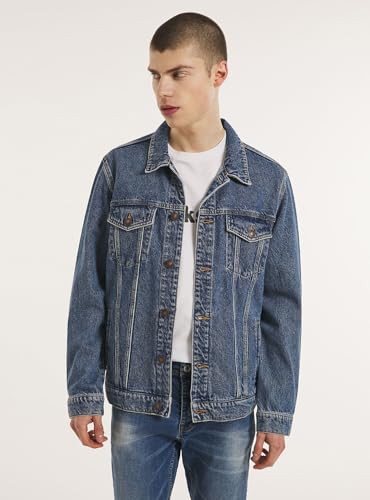Image of KOTTY Men's Stylish Black /Blue Denim Jacket for Winter Casual Biker Riding Wear Trendy Upper Jeans Look Outfit