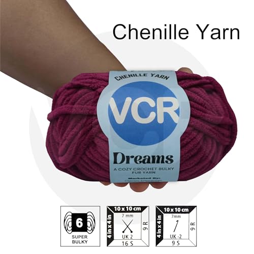 Image of VCR Purple, 100 Grams Hank, 60 Meters Length, Premium Polyester Ball for Crochet and Knitting, Pack of 1 Yarn, Soft and Bulky Fur Suitable for DIY