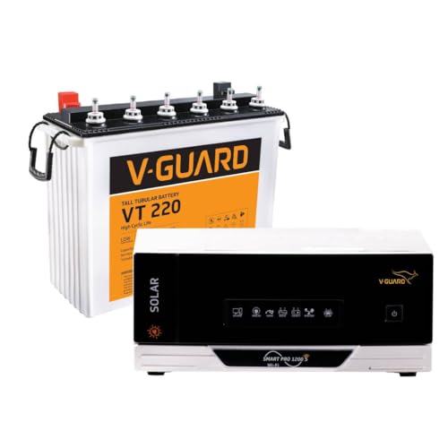 Image of V-Guard Inverter & Battery Combo (Smart Pro 1200S Inverter, VT 220 (205 Ah Tall Tubular Battery)) for Home, Office & Shops