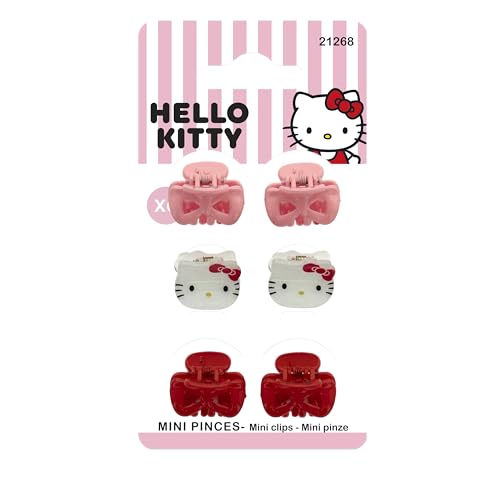 HELLO KITTY – Set di 6 mini fermagli per capelli con fiocchi – acconciatura per bambine – Prodotto ufficiale Sanrio