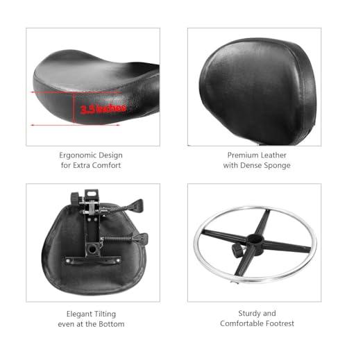 Cadeira de desenho, ajustável e alta, cadeira de rodinhas com encosto e apoio para os pés para compu