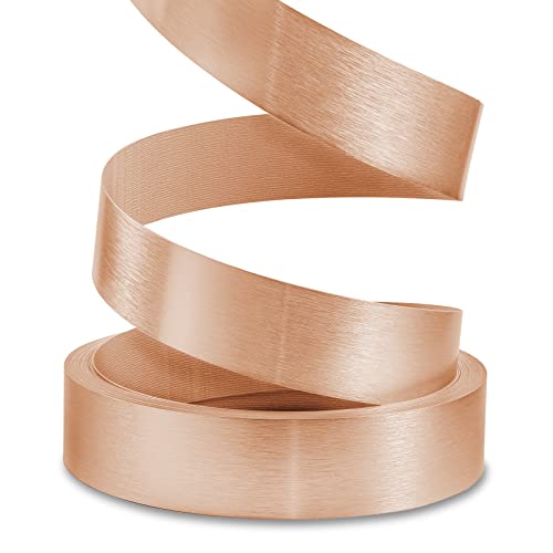 Image of PVC Edge Banding, 2 inch x 100ft Non Glued Flexible Durable Real Brushed Aluminum Rose Gold Veneer Edge Trim for DIY Table Cabinet Furniture Decorative Trim