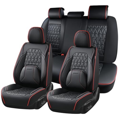 Image of Coverado Car Seat Covers Full Set, Automotive Front and Rear Seat Covers with Backrest, Nappa Leather Car Seat Protectors Waterproof, Universal for Most Vehicles