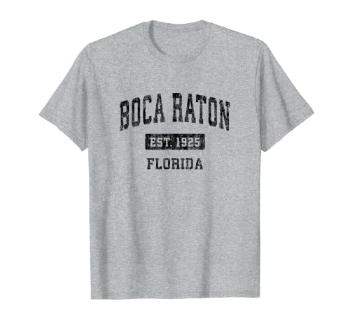Boca Raton Florida FL Vintage Diseño Deportivo Negro Camiseta