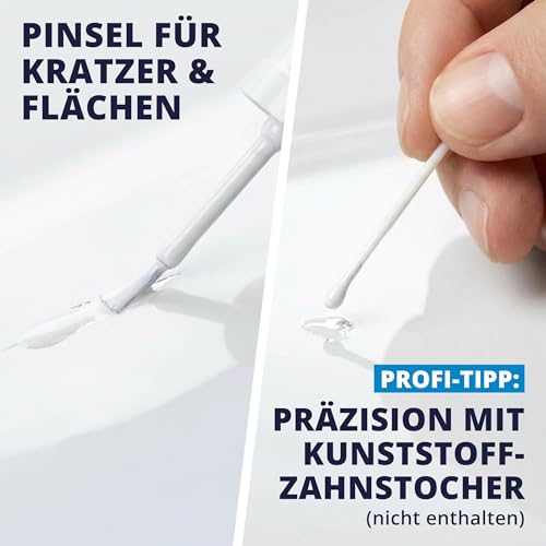 LICARGO Lackstift Weiß Glänzend – Präziser Pinsel für kleine Kratzer & Steinschläge – Hohe Deckkraft, schnelle Trocknung – Weißer Lackstift Auto, Emaille Reparaturset, Made in Germany