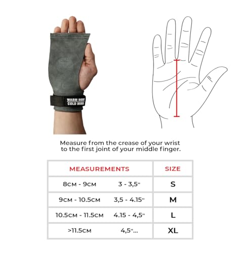 Image of WARM BODY COLD MIND Leather Hand Grips - NO Holes for Weightlifting, Powerlifting, Gymnastics, Cross Training, Pull-Ups, Weight Lifting, Wrist and Palm Protection