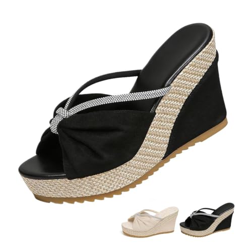 Mules d'été compensées pour femme avec bout ouvert et semelle plateforme tendance