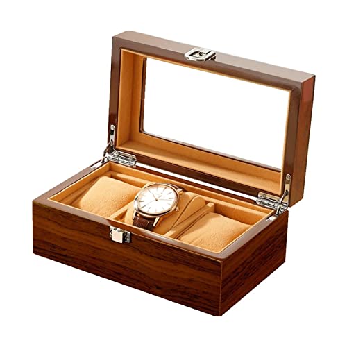 Organisateur de montre YZCIS en bois et verre avec 3 emplacements pour rangement bijoux