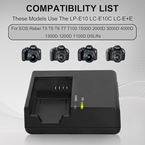 Image of LP-E10 Battery Charger - for Canon EOS 1100D 1200D 1300D, Rebel T3 T5 T6, Kiss X50 X70 X80 SLR Camera