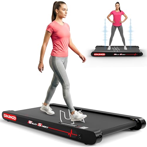 Sparnod Fitness WalkyShaky Vibration Walking Pad Treadmill for Home Use – Under Desk Treadmill with 4 Vibration Massage Modes, 2.5HP Motor, 120kg Capacity